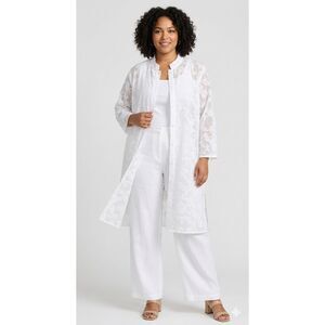 Units Woman Vintage White Burnout Floral Fairy Duster Long Blouse Plus Sz 1X